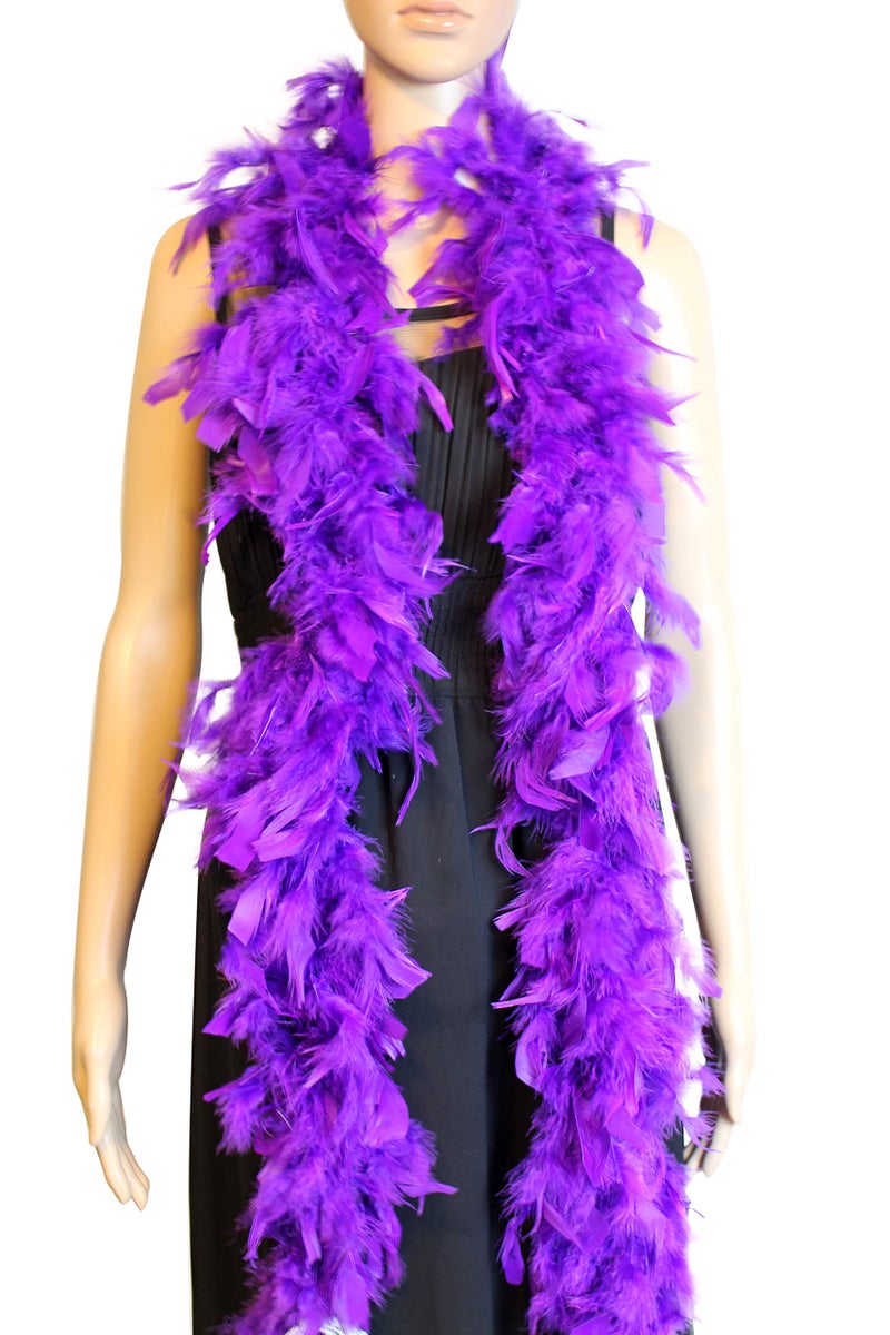 Flydreamfeathers 40 Gram 72" Long, Turkey Chandelle Feather Boa, Dancing Wedding Crafting Party Dress Up, Halloween Costume Decoration (Purple Color) - Image 1